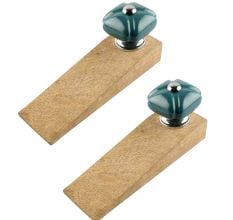 2 Pieces Solid Forest Green Square Ceramic Door Stopper